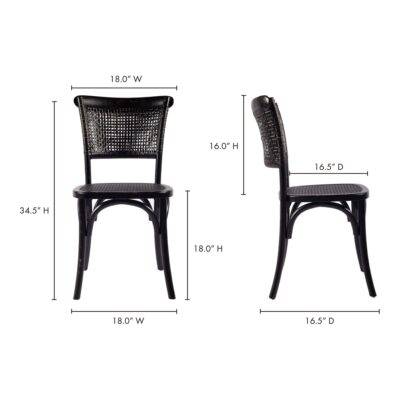 Churchill Dining Chair Antique Black (Set of 2) FG-1001-02 FG 1001 02 70