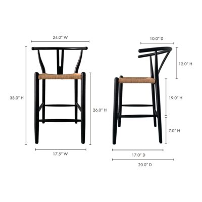 Ventana Counter Stool Black And Natural FG-1018-37 FG 1018 37 70