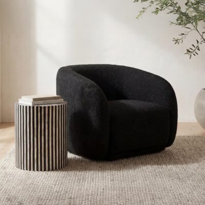 Faye Accent Chair Black Boucle