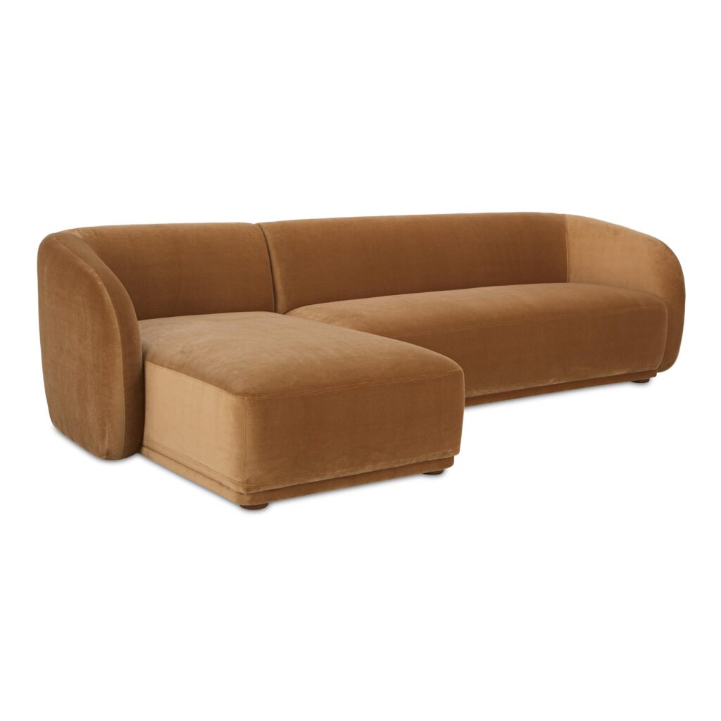 Faye Left Sectional Tan Faux Mohair - Image 2