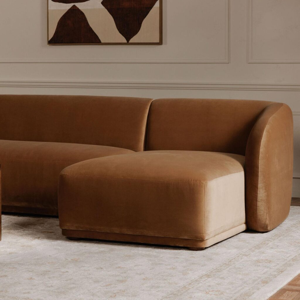 Faye Right Sectional Tan Faux Mohair - Image 6