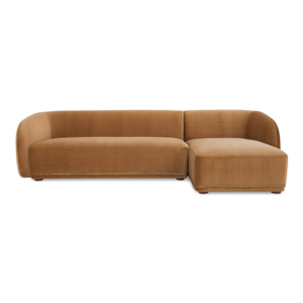 Faye Right Sectional Tan Faux Mohair