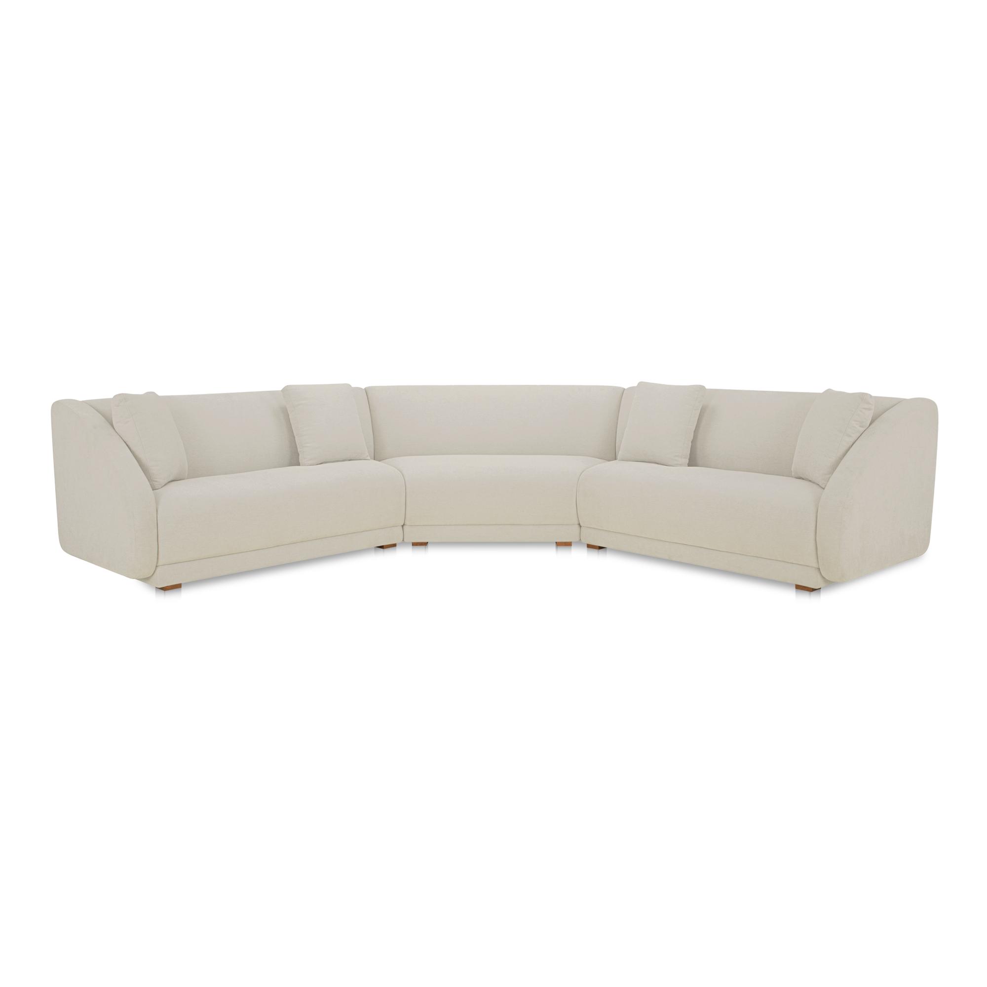 Fraser 3 Piece Modular Sectional with Wedge Slipper White