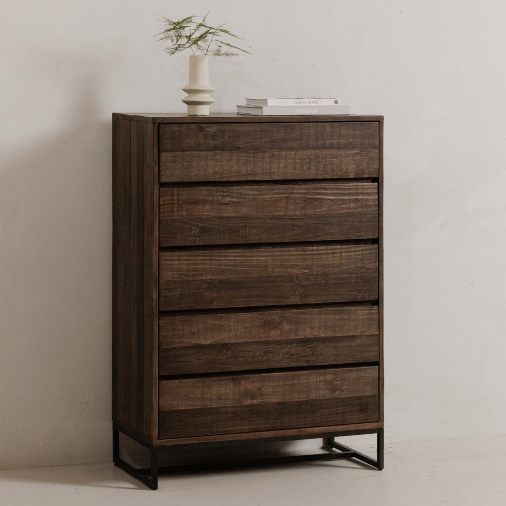 Elena 5 Drawer Chest Brown - Image 7