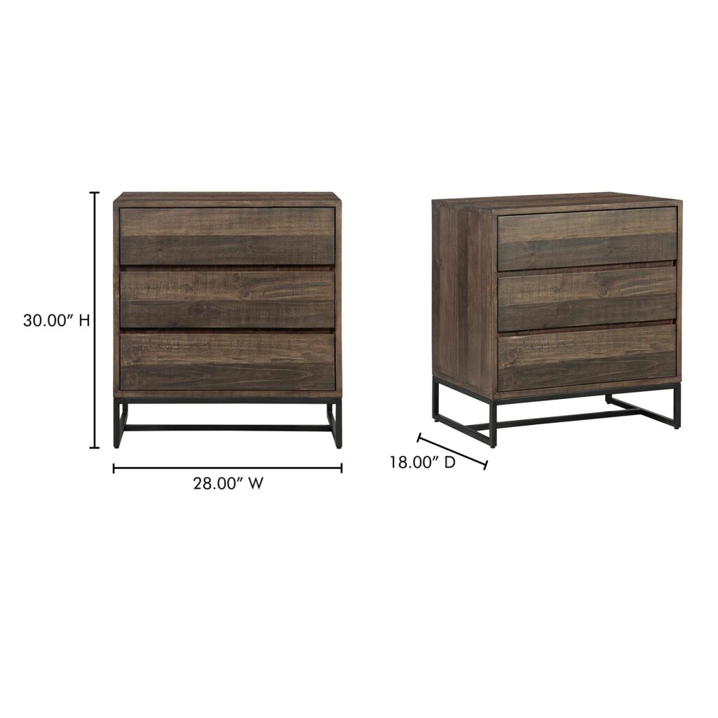 Elena 3 Drawer Nightstand Brown - Image 9