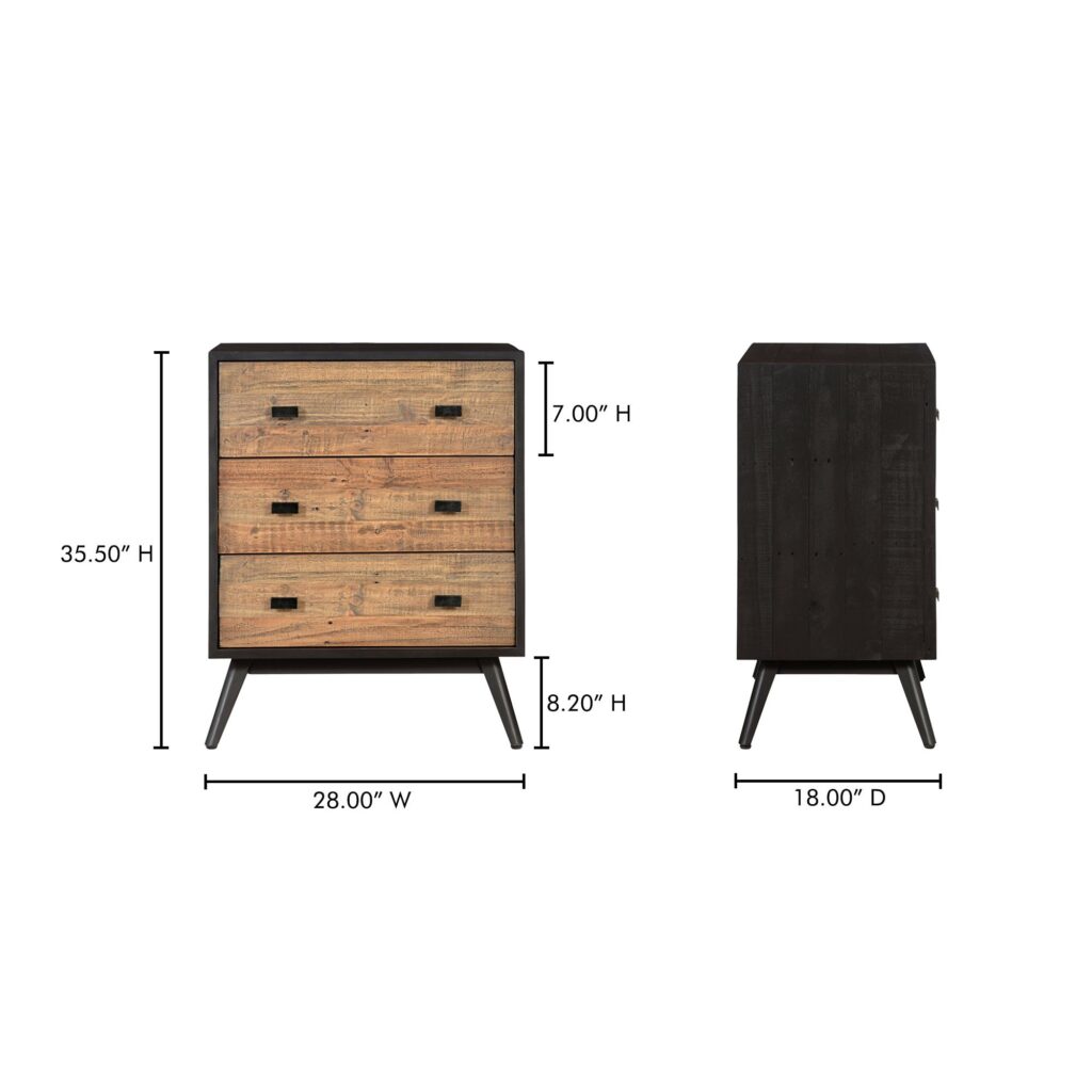 Nova 3 Drawer Nightstand Black - Image 8