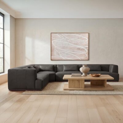 Clove L-Shaped Sectional Deep Brown