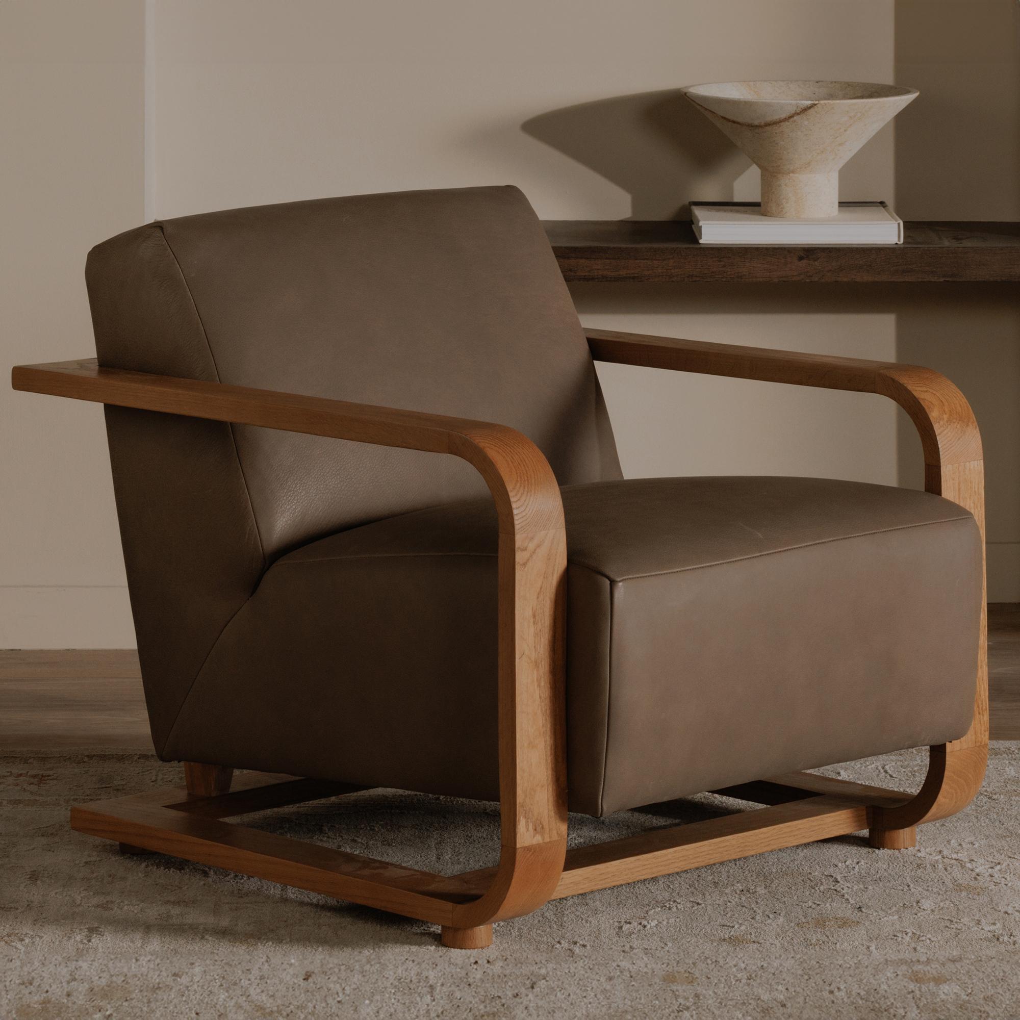 Eckersley Lounge Chair Cool Brown Leather 7 Eckersley Lounge Chair Cool Brown Leather - Image 7