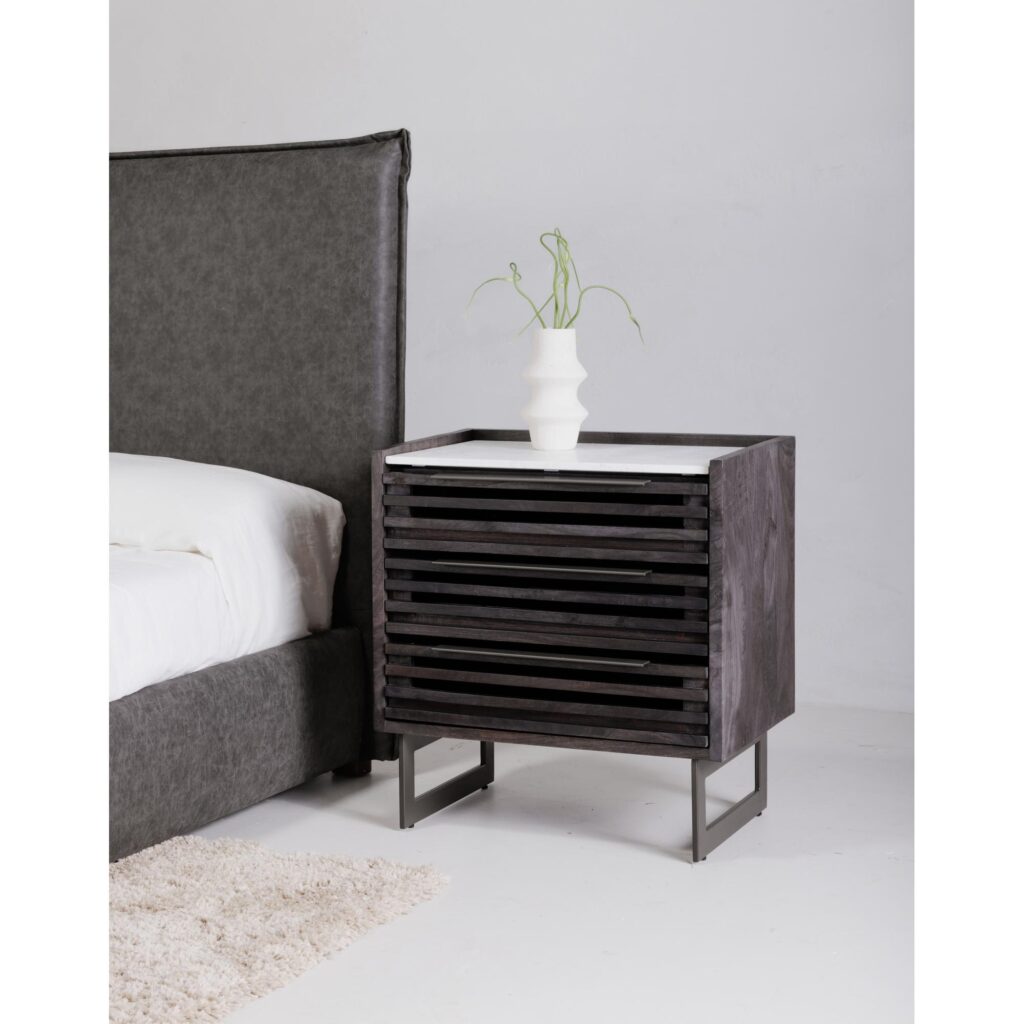 Paloma 3 Drawer Nightstand Charcoal Grey - Image 10