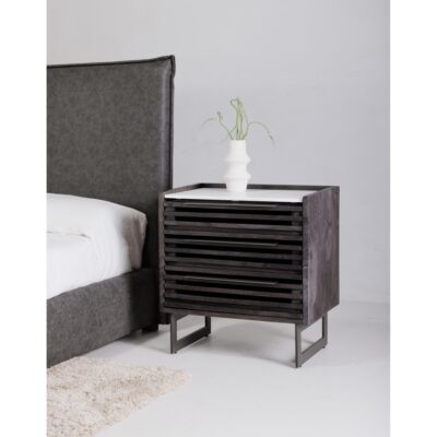 Paloma 3 Drawer Nightstand Charcoal Grey JD-1058-07-0 JD 1058 07 0 30