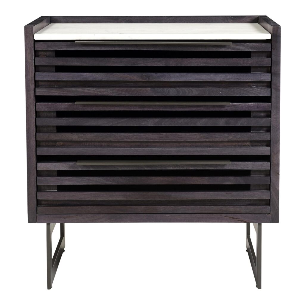 Paloma 3 Drawer Nightstand Charcoal Grey