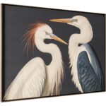 Two Cranes Framed Painting JQ-1043-37 JQ 1043 37 Two Cranes diagR shadsilo