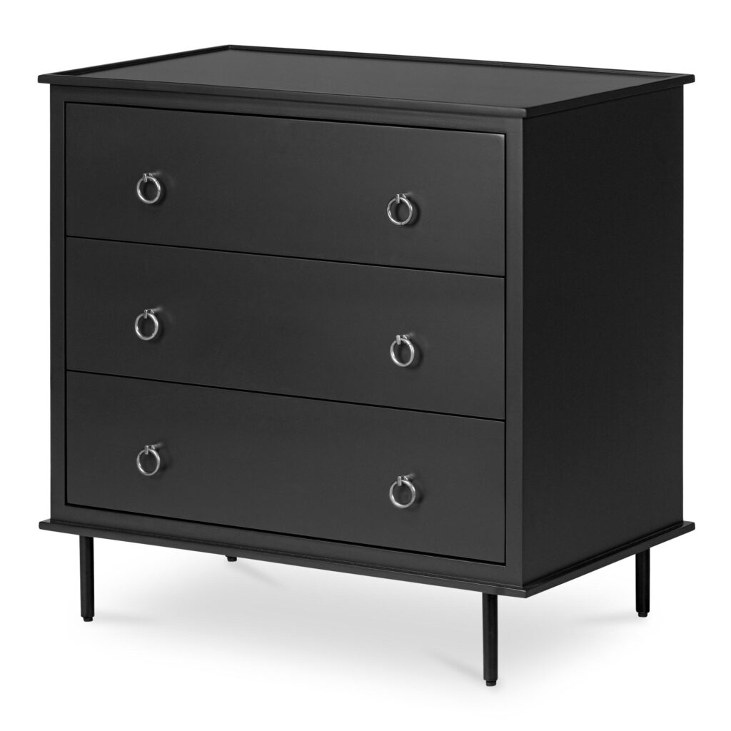 Reagan 3 Drawer Nightstand Black - Image 2