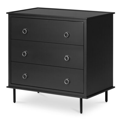 Reagan 3 Drawer Nightstand Black JU-1007-02 JU 1007 02 01