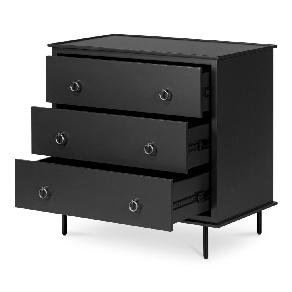 Reagan 3 Drawer Nightstand Black - Image 5