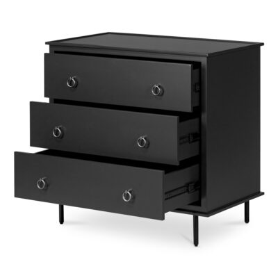 Reagan 3 Drawer Nightstand Black JU-1007-02 JU 1007 02 04