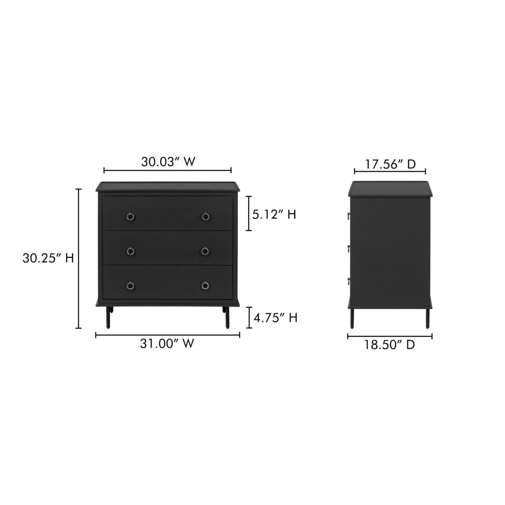 Reagan 3 Drawer Nightstand Black - Image 11