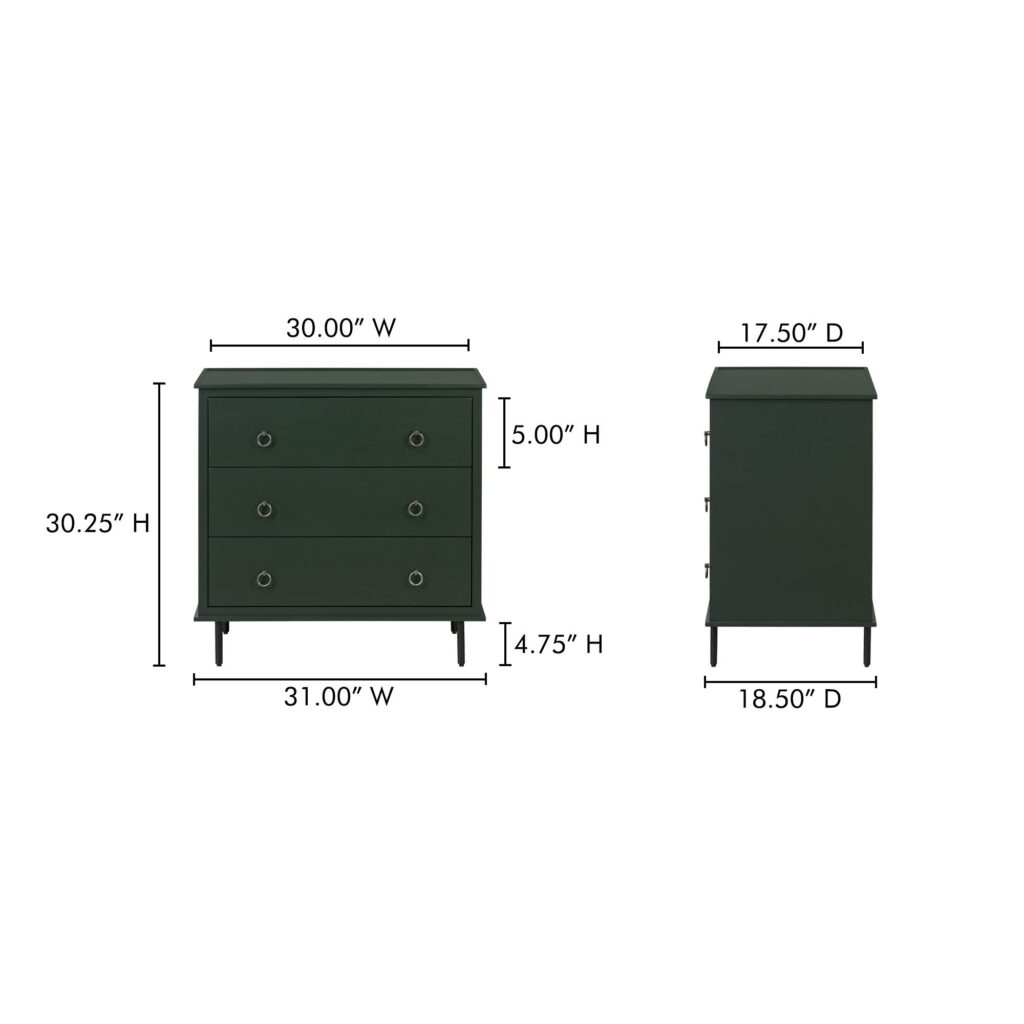 Reagan 3 Drawer Nightstand Deep Green - Image 11