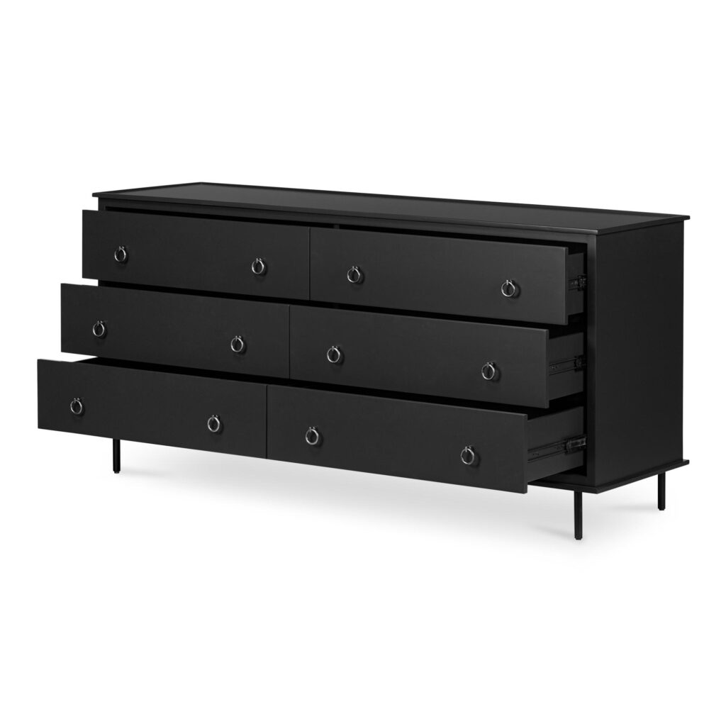 Reagan 6 Drawer Dresser Black - Image 5