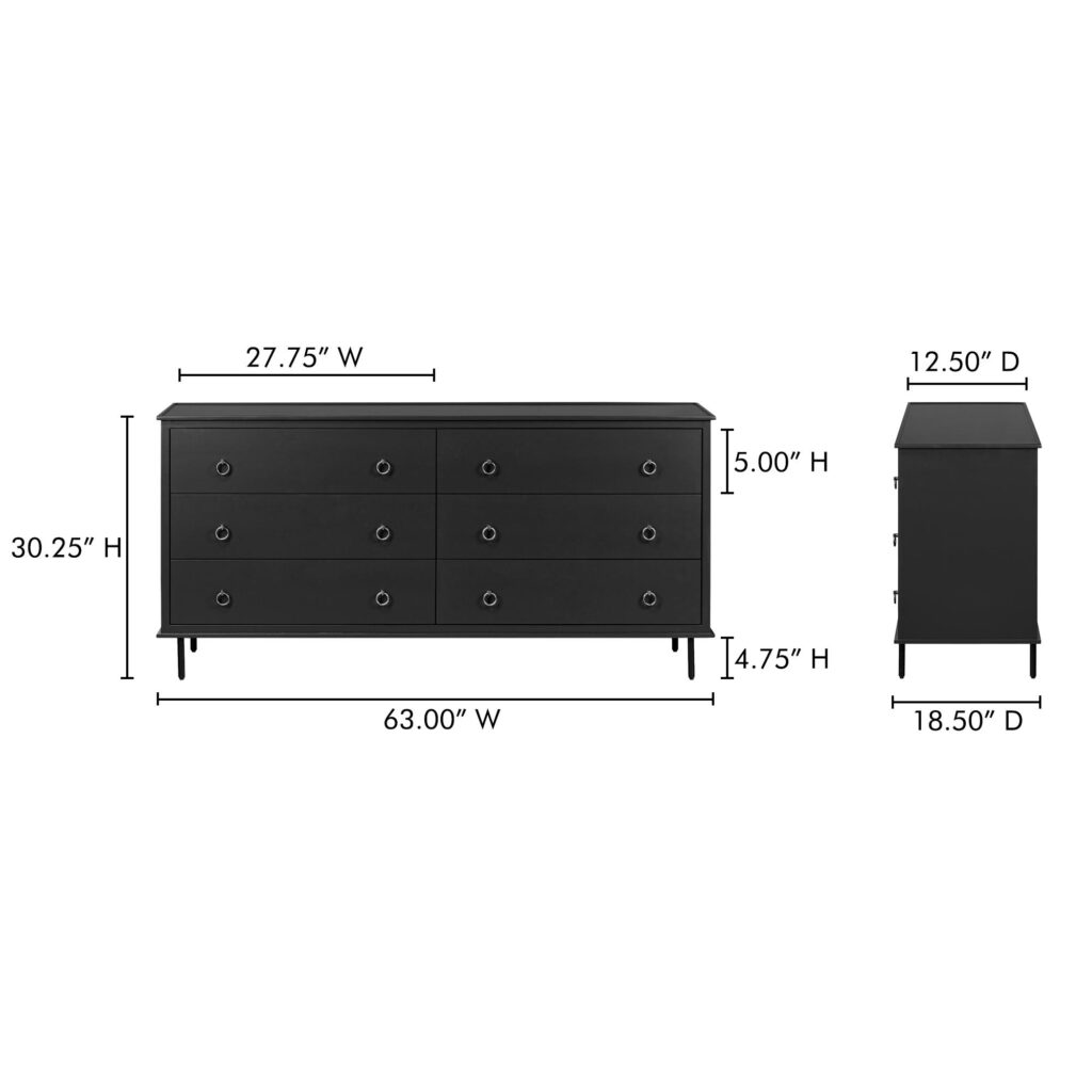 Reagan 6 Drawer Dresser Black - Image 11