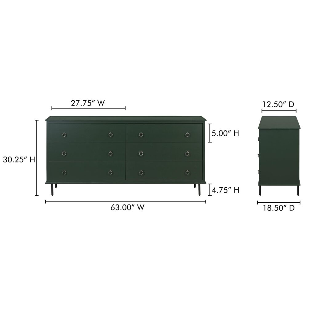 Reagan 6 Drawer Dresser Deep Green - Image 11