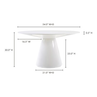 Otago Dining Table 54In Round White KC-1029-18-0 KC 1029 18 70