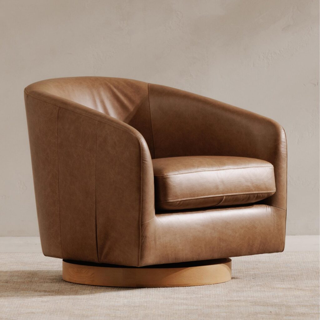 Oscy Leather Swivel Chair - Image 9