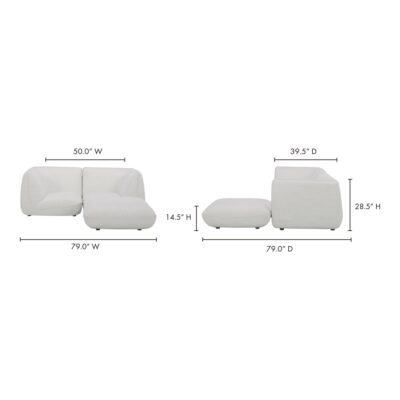 Zeppelin Nook Modular Sectional Salt Stone White KQ-1017-18 KQ 1017 18 70