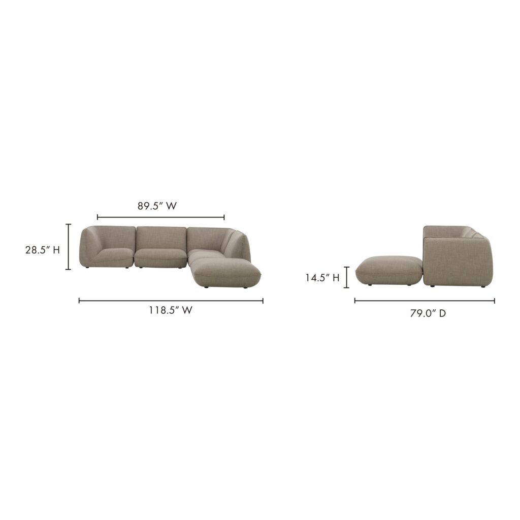 Zeppelin Lounge Modular Sectional Speckled Pumice - Image 13