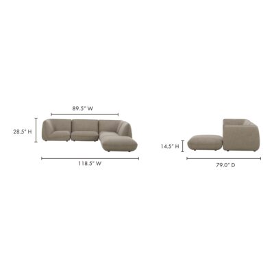 Zeppelin Lounge Modular Sectional Speckled Pumice KQ-1019-15 KQ 1019 15 70