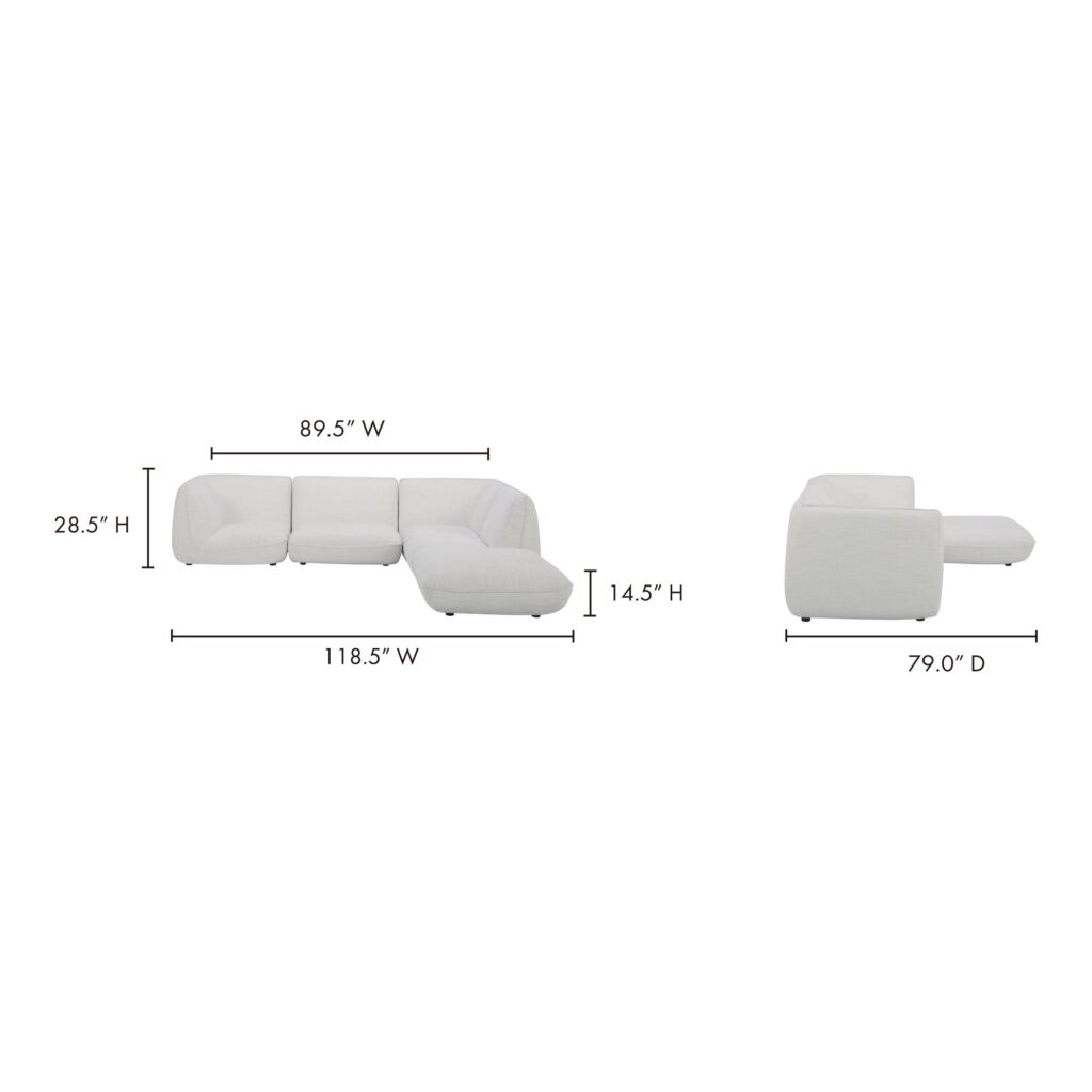 Zeppelin Lounge Modular Sectional Salt Stone White - Image 15