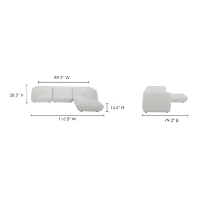 Zeppelin Lounge Modular Sectional Salt Stone White KQ-1019-18 KQ 1019 18 70