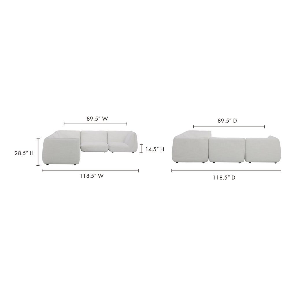 Zeppelin Classic L Modular Sectional Salt Stone White - Image 10