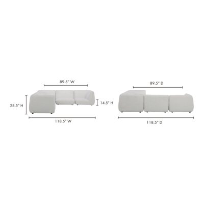 Zeppelin Classic L Modular Sectional Salt Stone White KQ-1021-18 KQ 1021 18 70