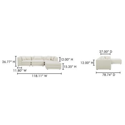 Lowtide Lounge Modular Sectional Warm White KQ-1037-18 KQ 1037 18 70