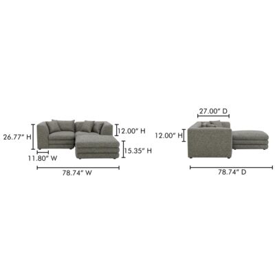 Lowtide Nook Modular Sectional Stone Tweed KQ-1038-37 KQ 1038 37 70