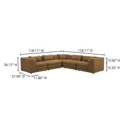 Lowtide Classic L-Shaped Modular Sectional Amber Glow KQ-1039-09 KQ 1039 09 70