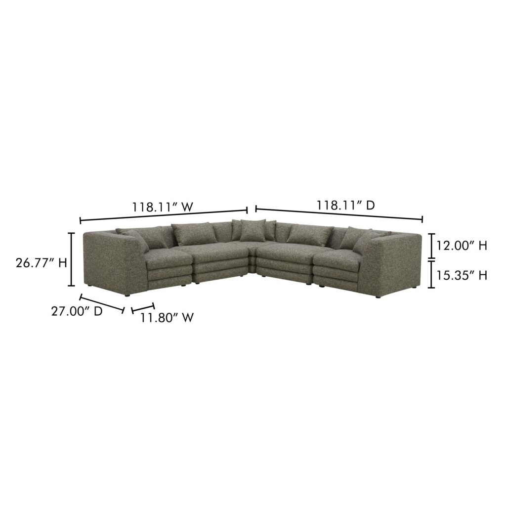 Lowtide Classic L-Shaped Modular Sectional Stone Tweed - Image 7