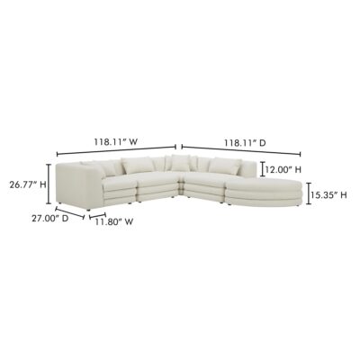 Lowtide Alcove Modular Sectional Warm White KQ-1042-18 KQ 1042 18 70