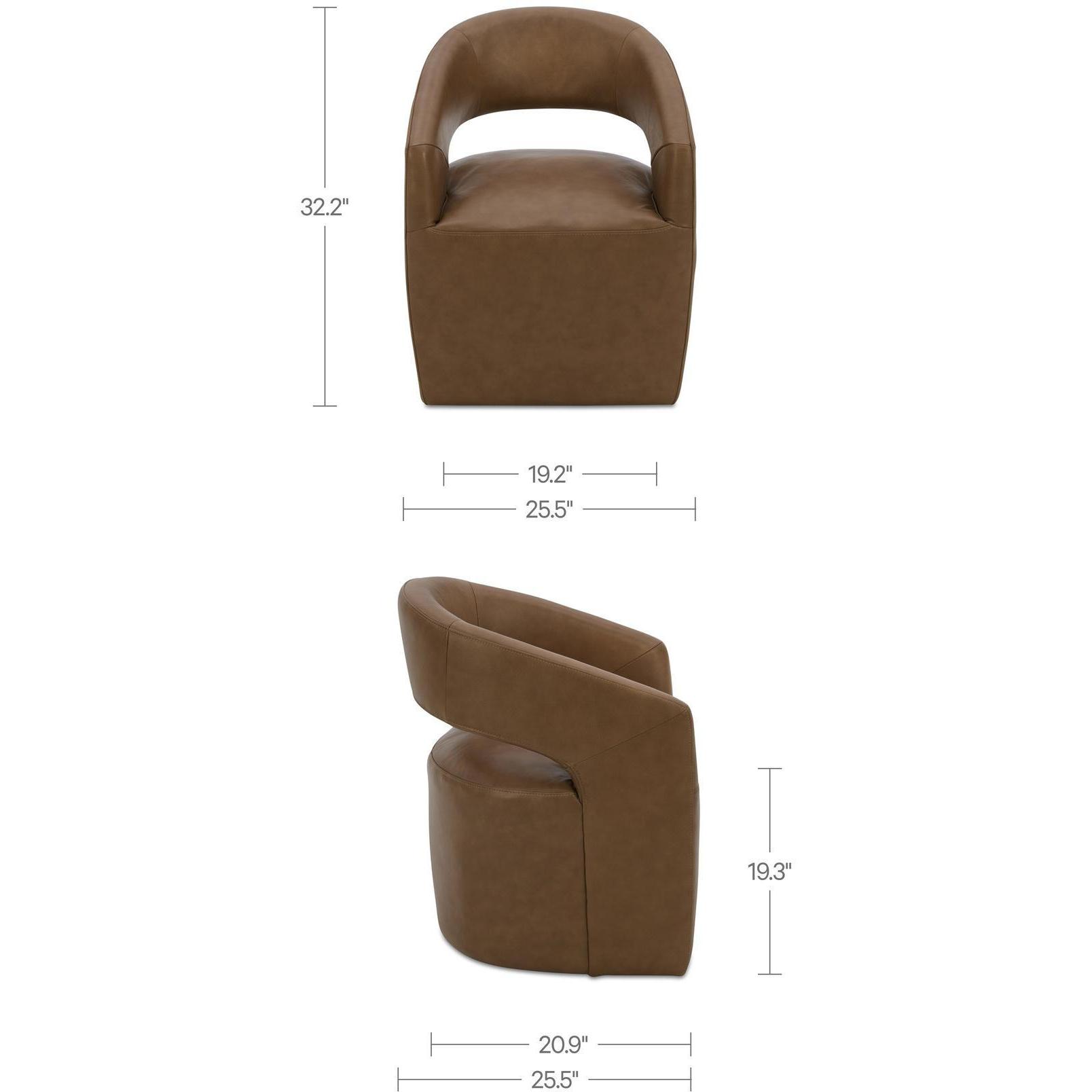 Barrow Rolling Dining Chair Tan Leather 2 Barrow Rolling Dining Chair Tan Leather - Image 2