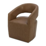 Barrow Rolling Dining Chair Tan Leather - Image 5