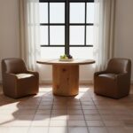 Maisie Rolling Dining Chair Tan Leather 13 Maisie Rolling Dining Chair Tan Leather KQ-1045-40-CAN KQ 1045 40 CAN 00