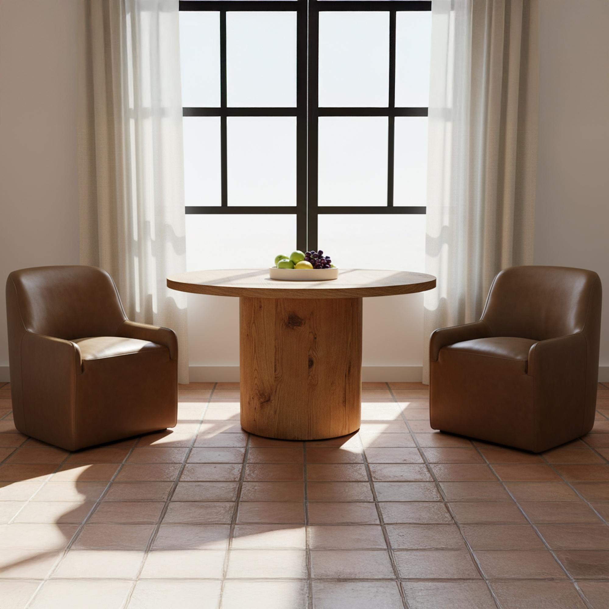 Maisie Rolling Dining Chair Tan Leather 7 Maisie Rolling Dining Chair Tan Leather - Image 7