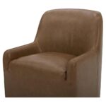 Maisie Rolling Dining Chair Tan Leather 11 Maisie Rolling Dining Chair Tan Leather KQ-1045-40-CAN KQ 1045 40 CAN Maisie closeup01 shadsilo