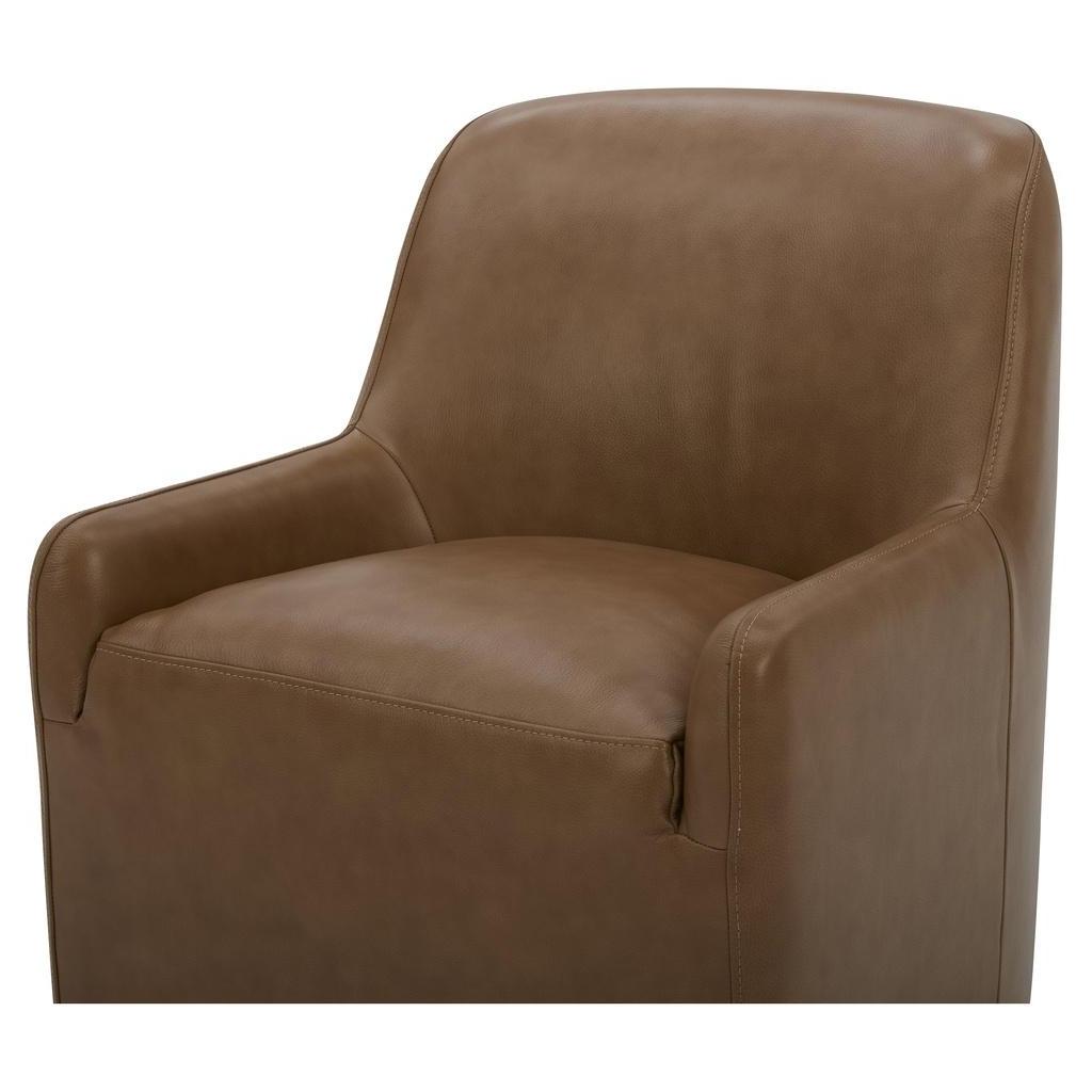 Maisie Rolling Dining Chair Tan Leather 5 Maisie Rolling Dining Chair Tan Leather - Image 5