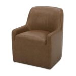 Maisie Rolling Dining Chair Tan Leather 8 Maisie Rolling Dining Chair Tan Leather KQ-1045-40-CAN KQ 1045 40 CAN Maisie diagL shadsilo