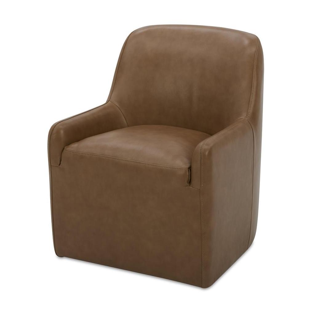 Maisie Rolling Dining Chair Tan Leather 2 Maisie Rolling Dining Chair Tan Leather - Image 2
