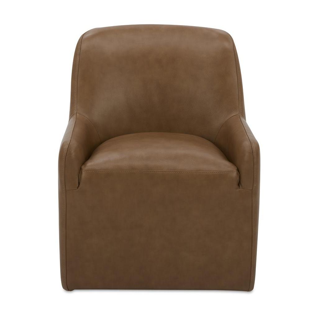 Maisie Rolling Dining Chair Tan Leather 1 Maisie Rolling Dining Chair Tan Leather