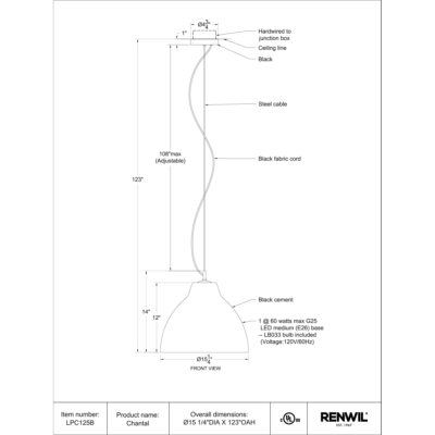 CHANTAL Ceiling Fixture LPC125B LPC125B 6