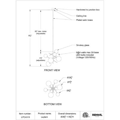 Laylani Ceiling Fixture LPC4315 LPC4315 TECH